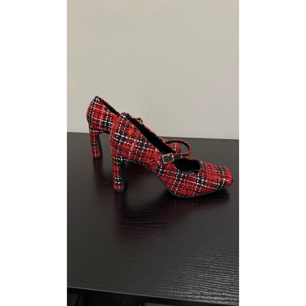 Gianni Bini Red Tweed Mary Jane Heels Women’s Size 6M Block Heel Pumps $80 NWOB - Picture 10 of 15